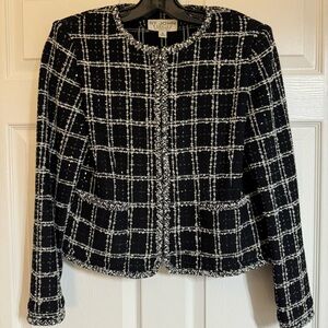 St. John Evening Collection black and white jacket size 16